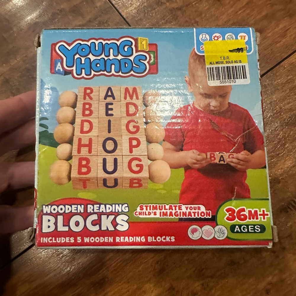 Young Hands Wooden Reading Blocks and School Zone Alphabet Go Fish/Flash Cards - Picture 3 of 7